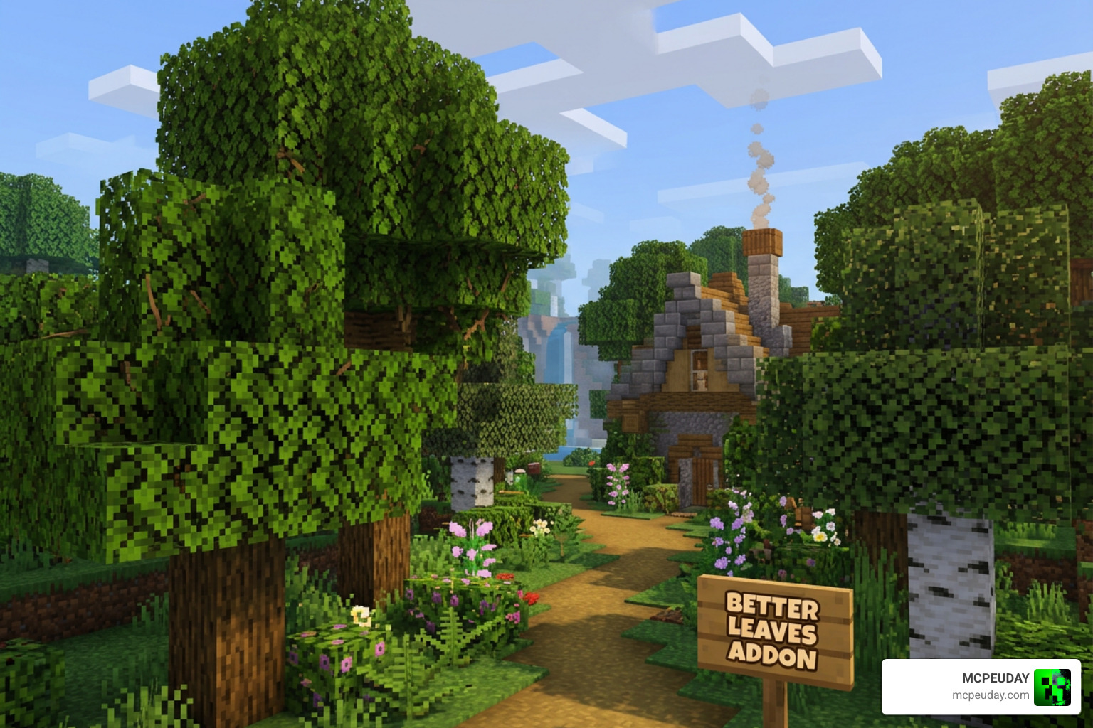 Side-by-side comparison of Minecraft vanilla leaves vs Better Leaves addon 3D models