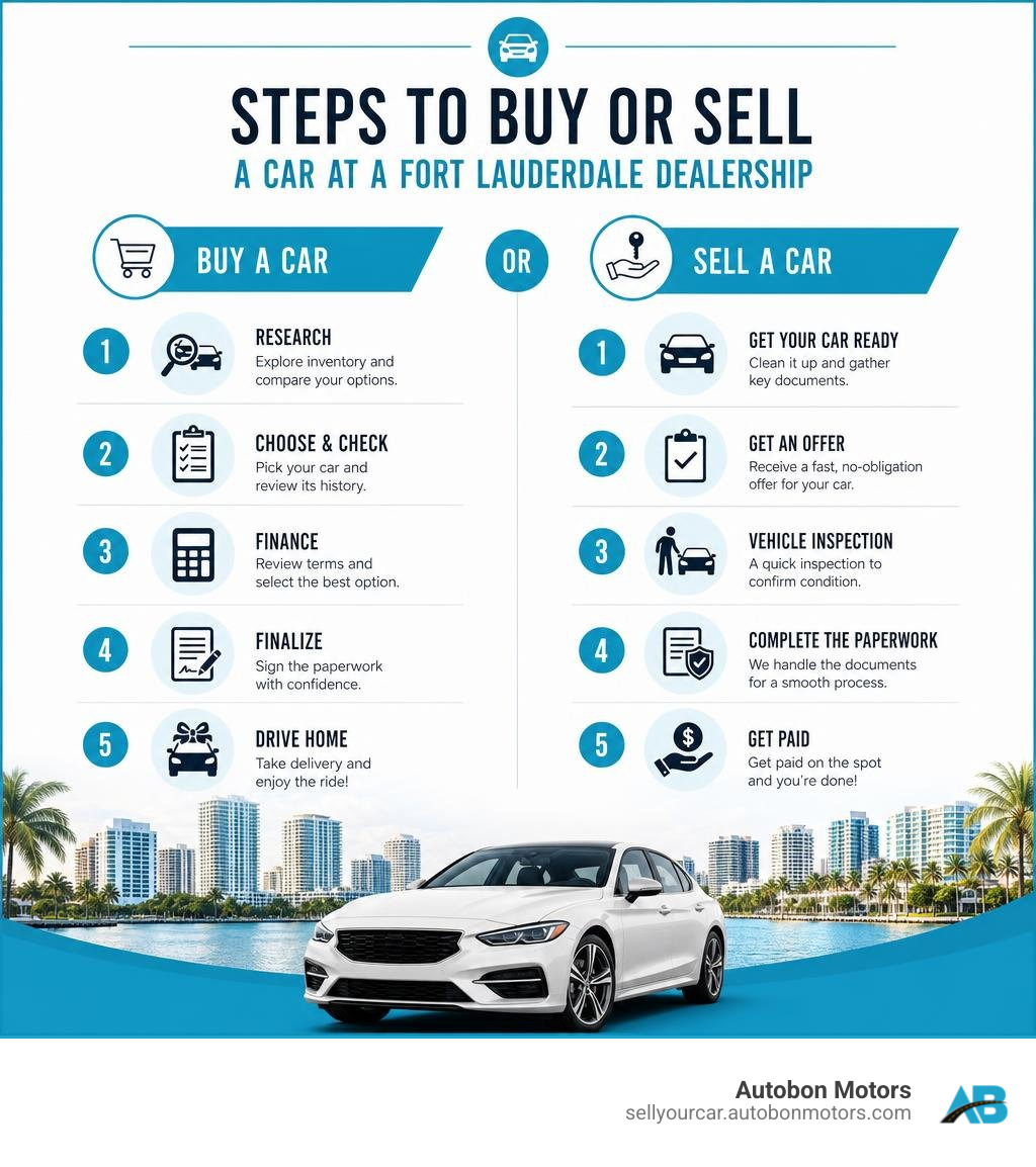 Steps to buy or sell a car at a Fort Lauderdale dealership infographic infographic Steps to buy or sell a car at a Fort Lauderdale dealership infographic infographic
