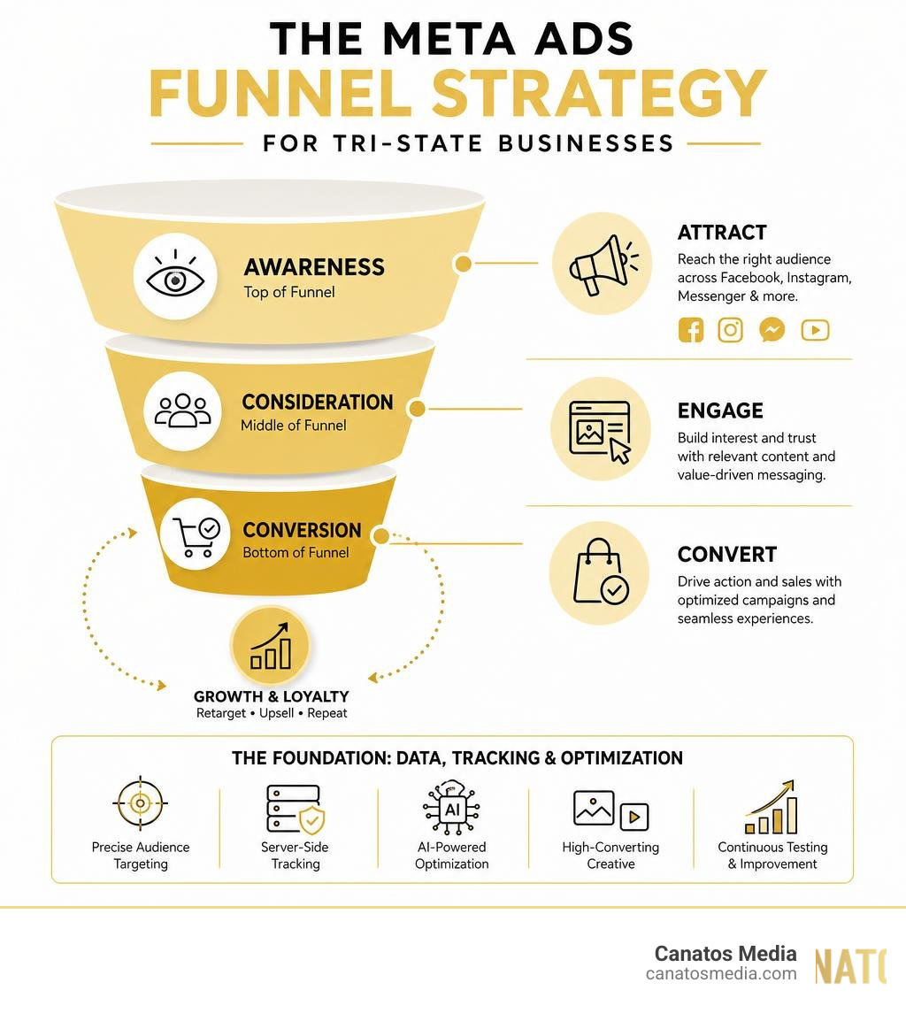 The Meta Ads Funnel Strategy for Tri-State Businesses infographic