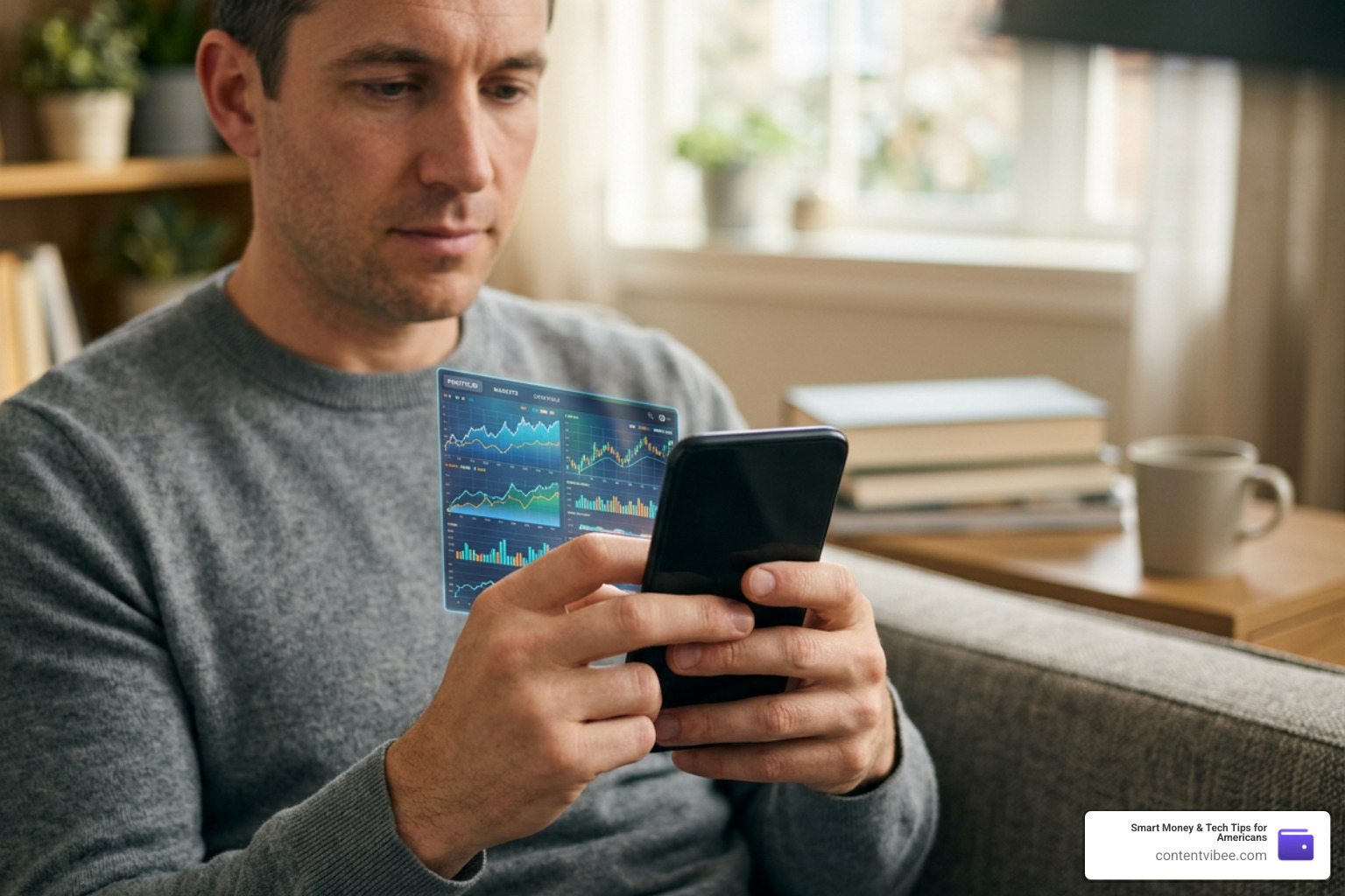 stock market charts on a mobile screen