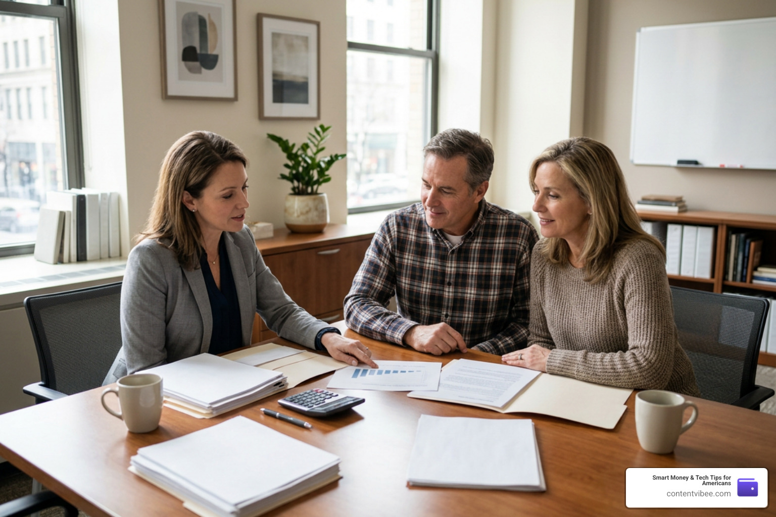 couple consulting with a financial advisor about Social Security planning