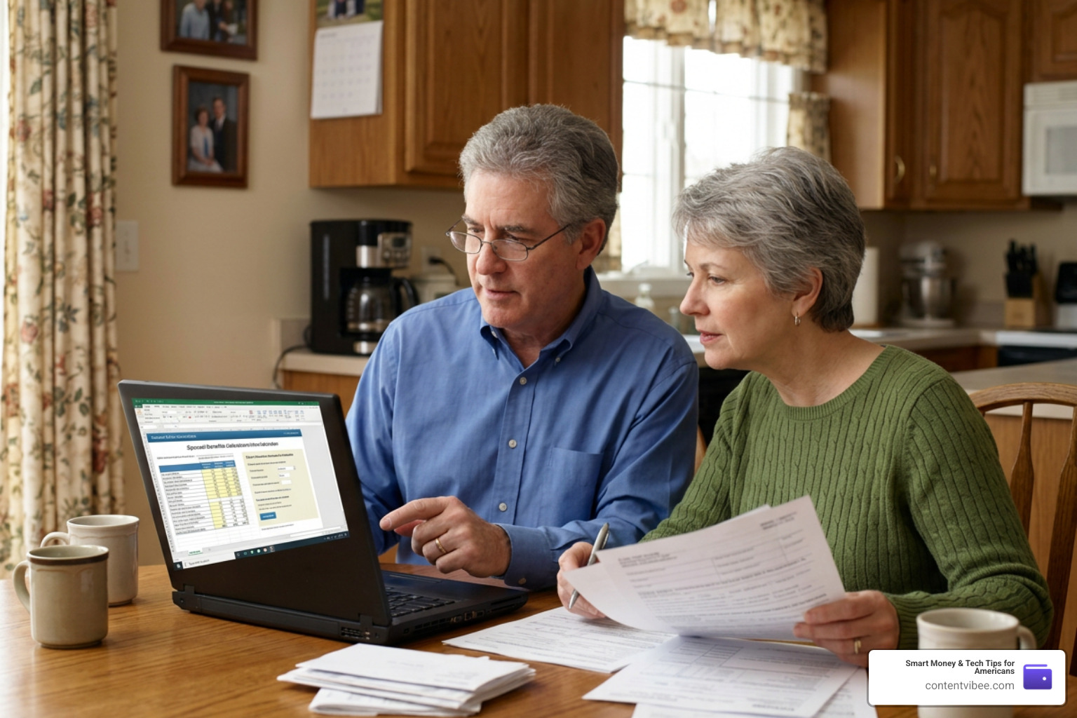 married couple discussing retirement strategies and calculating spousal benefits