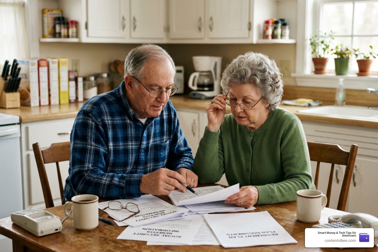 senior couple reviewing documents to understand spousal benefits