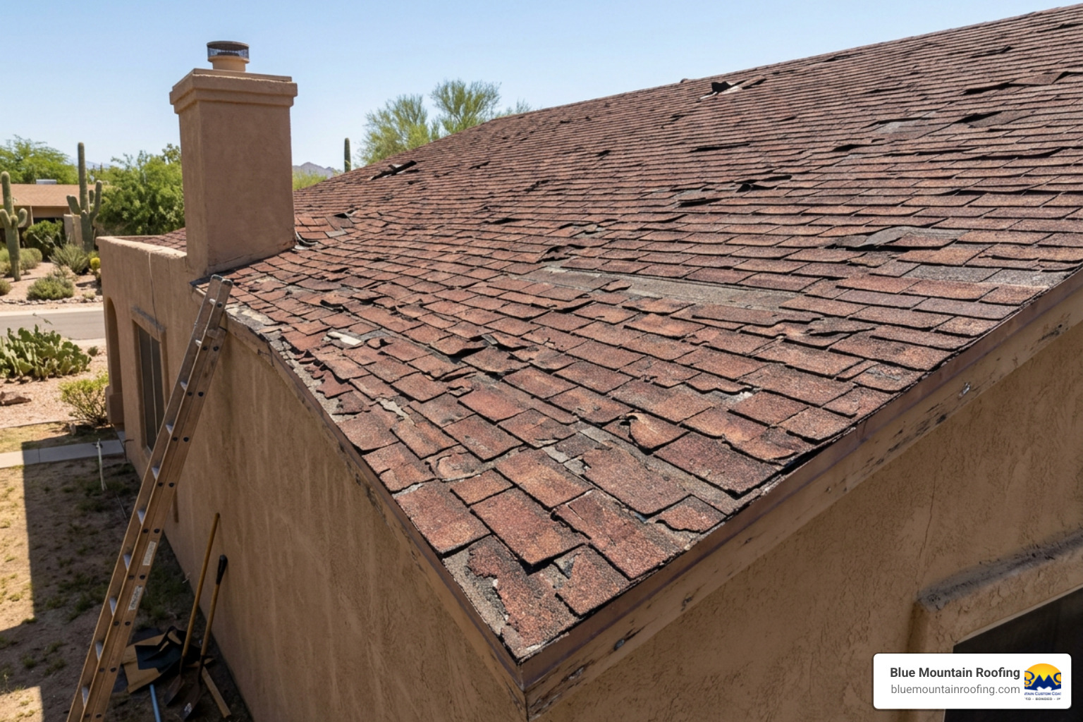 traditional asphalt shingle roof in Tucson needing total replacement traditional asphalt shingle roof in Tucson needing total replacement