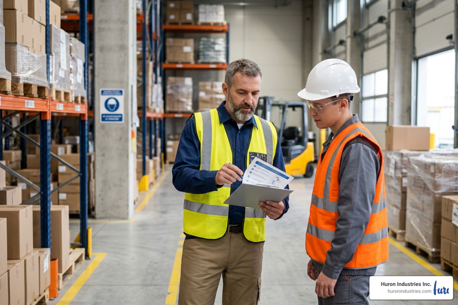 warehouse safety manager reviewing safety protocols