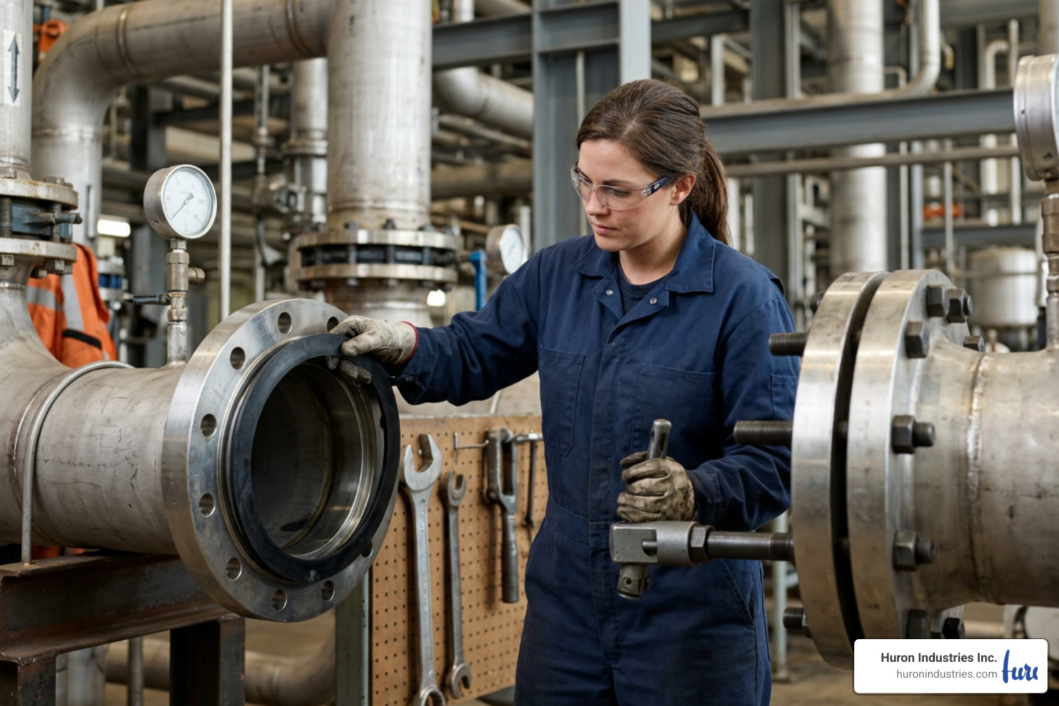 Compatible gasket installation on a high-pressure pipe flange Compatible gasket installation on a high-pressure pipe flange