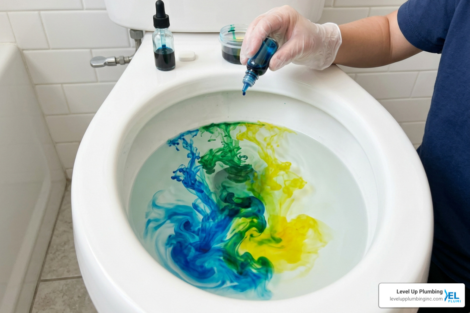food coloring test in toilet bowl