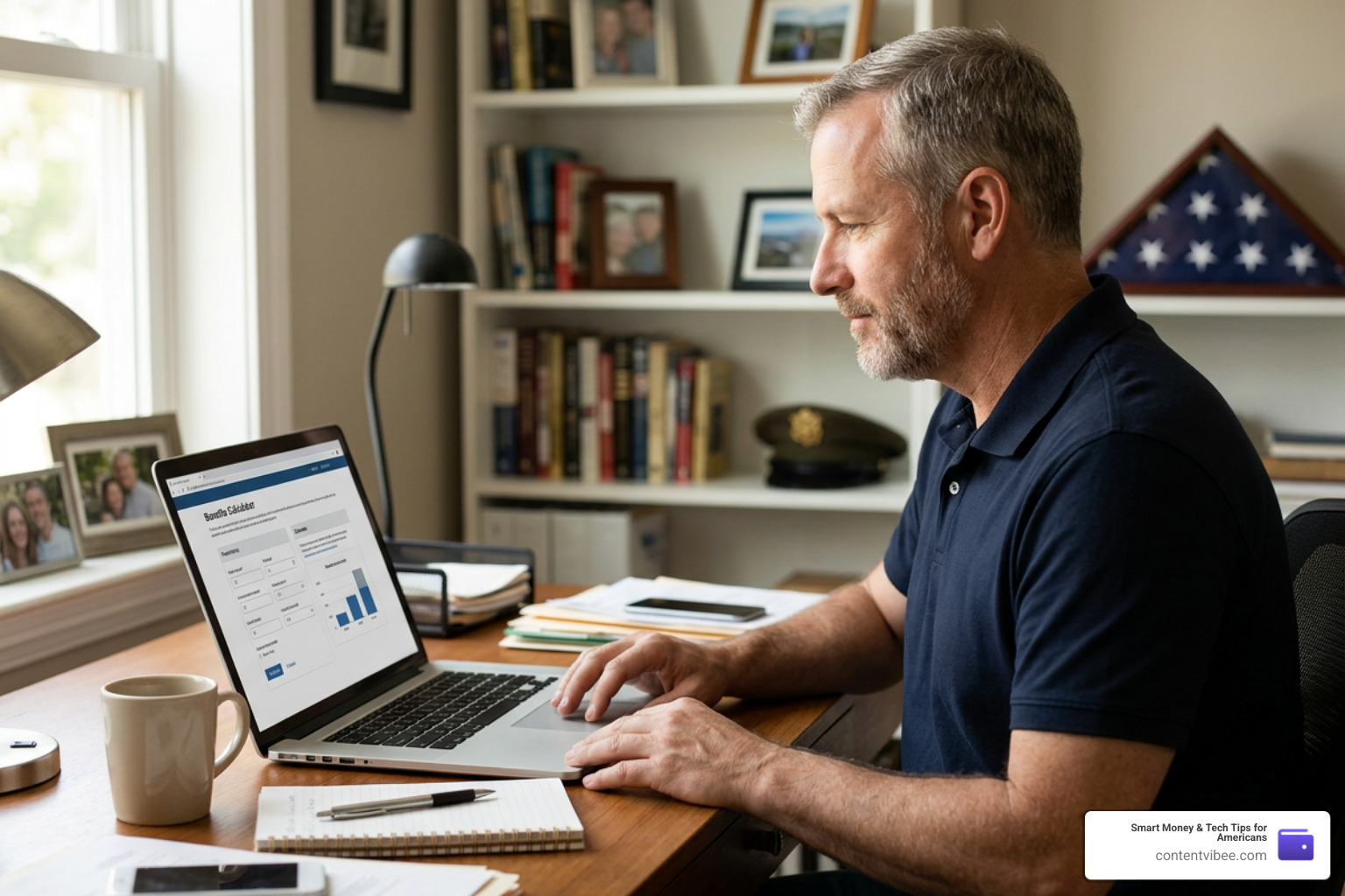 veteran using online social security and VA benefits calculator