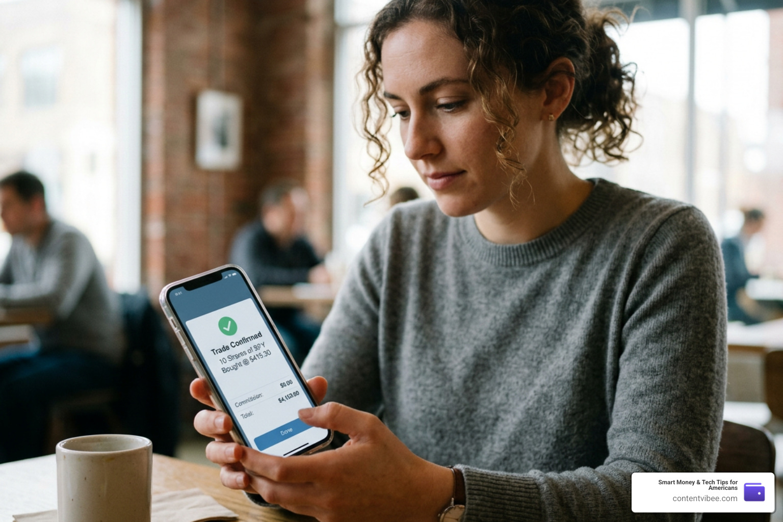 Digital trading app displaying commission free stock trades
