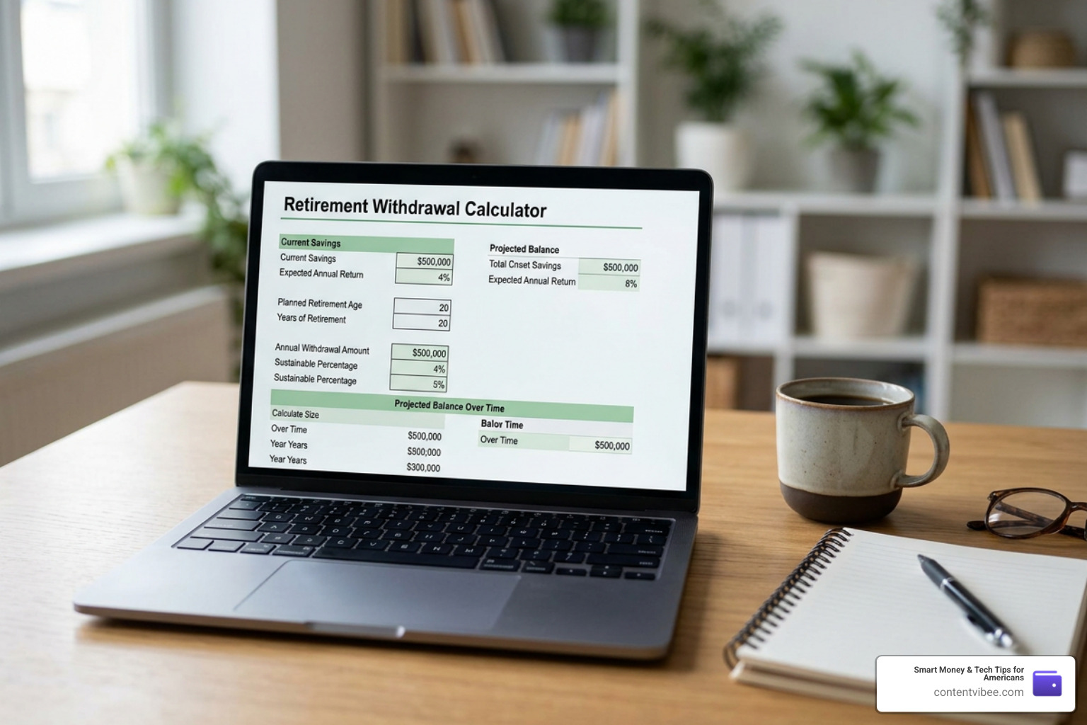 Calculator displaying retirement math and safe withdrawal percentages