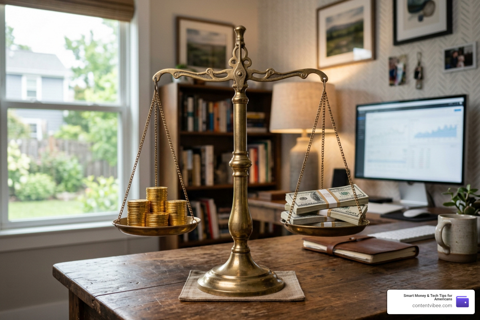 A scale balancing savings and retirement expenses