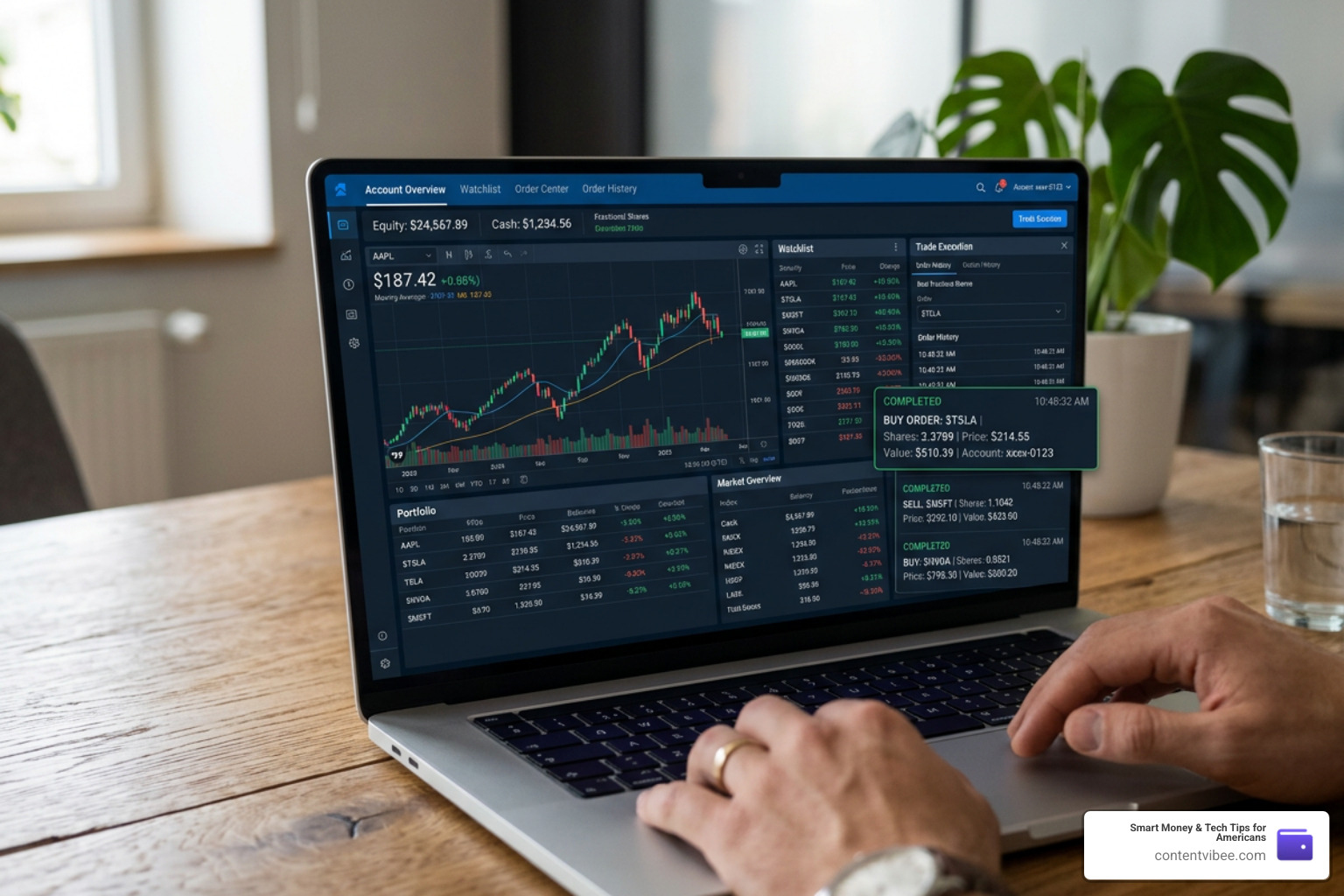 Fidelity trading dashboard and real-time order execution