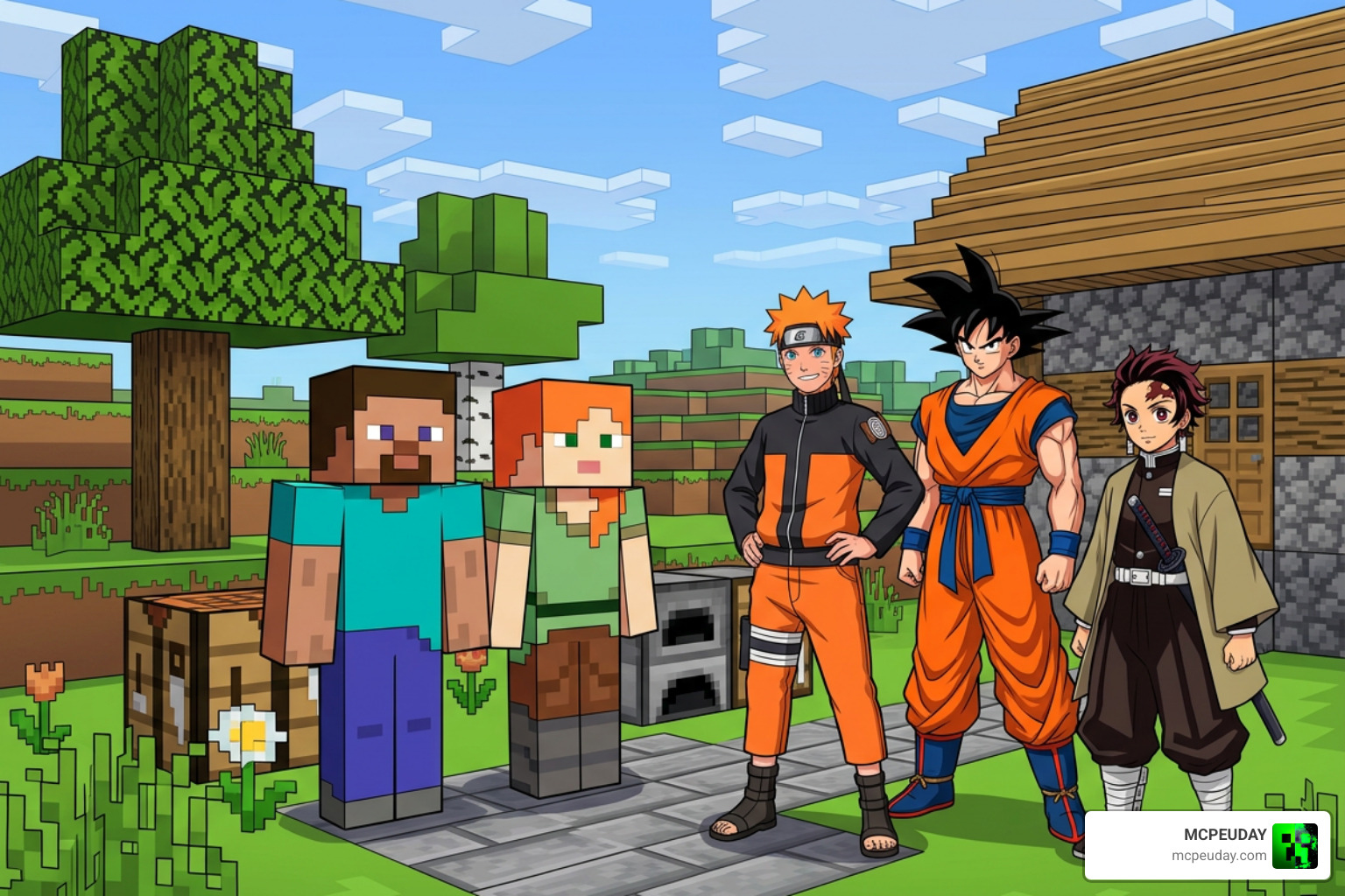 Anime characters in Minecraft Bedrock