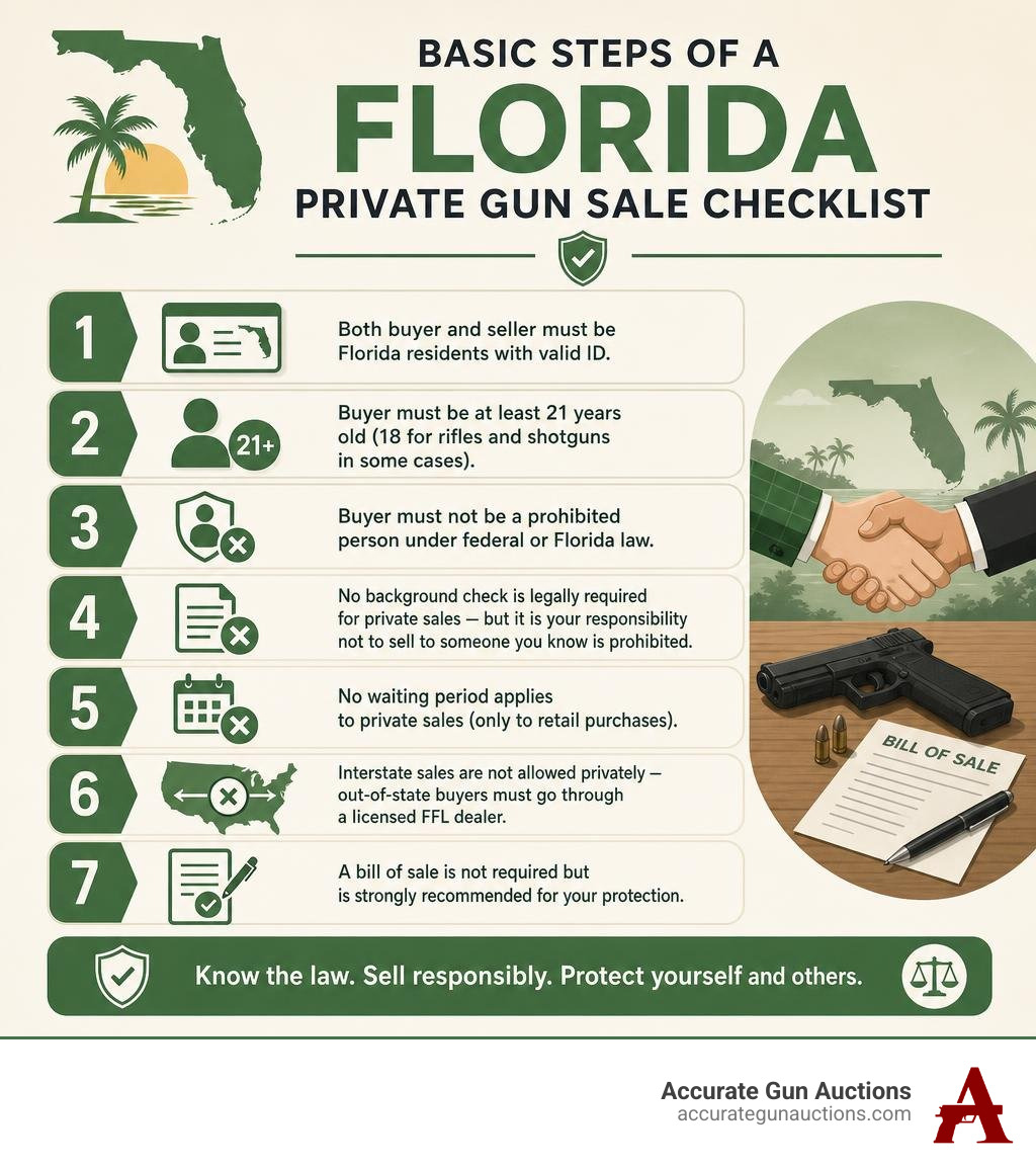 Basic steps of a Florida private gun sale checklist infographic infographic