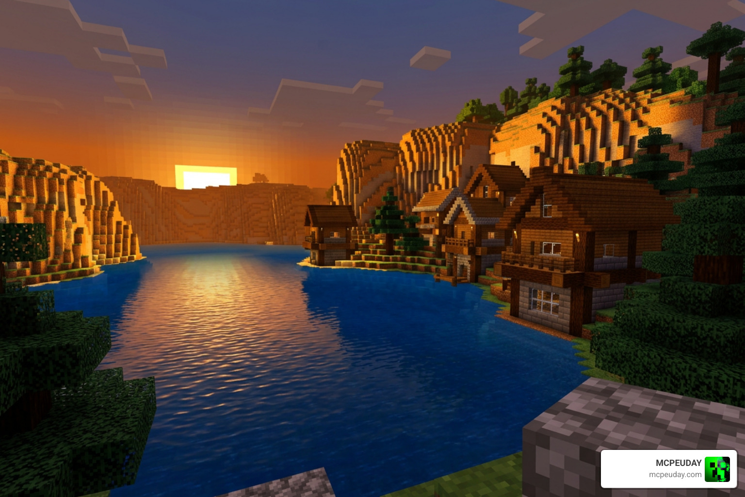 Deep blue water and warm lighting in MCPE using BS Shader Deep blue water and warm lighting in MCPE using BS Shader