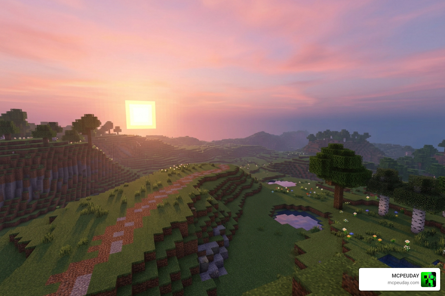 Mary Visual Shader sunset effects over rolling hills