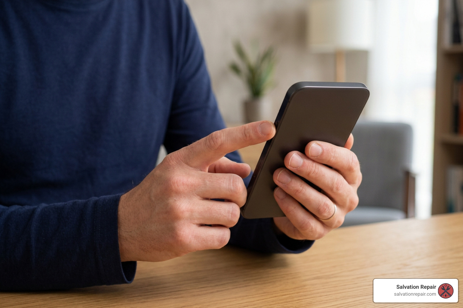 Person performing a force restart on an iPhone Person performing a force restart on an iPhone