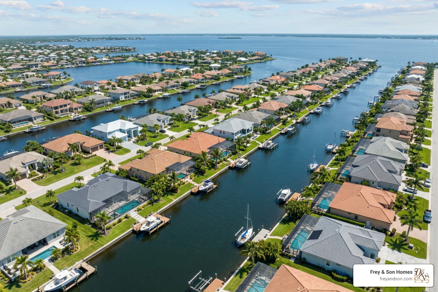 Punta Gorda Isles canal system showing waterfront luxury lots and custom homes Punta Gorda Isles canal system showing waterfront luxury lots and custom homes
