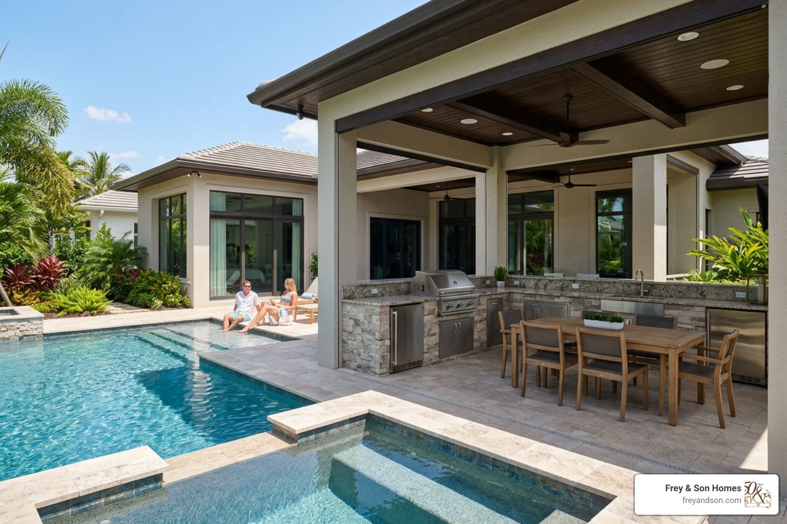 luxury outdoor kitchen and pool area luxury outdoor kitchen and pool area