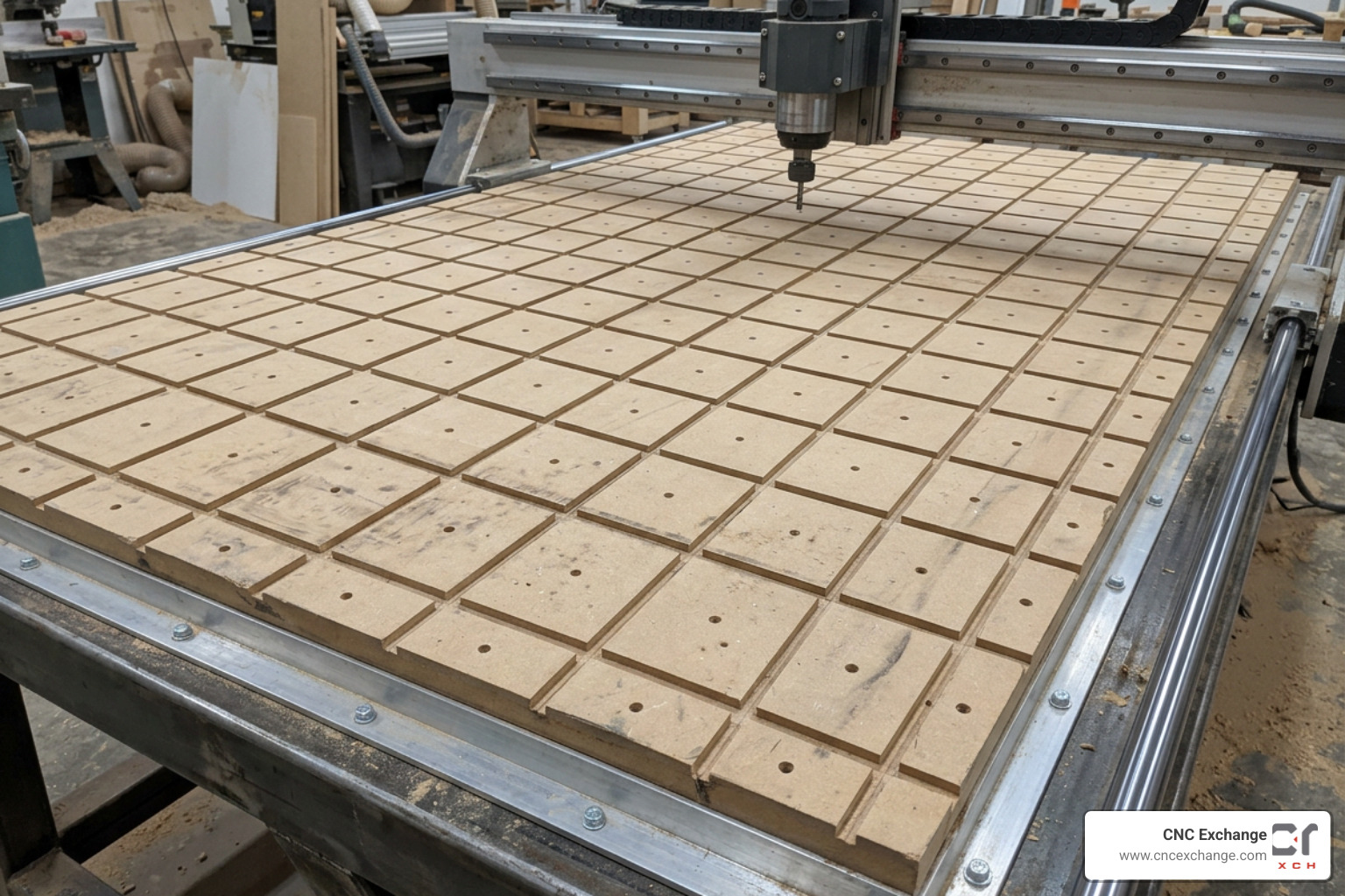 Vacuum table grid layout on a 4x8 CNC router Vacuum table grid layout on a 4x8 CNC router