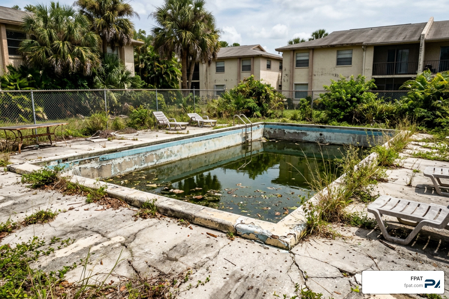 damaged community pool area damaged community pool area