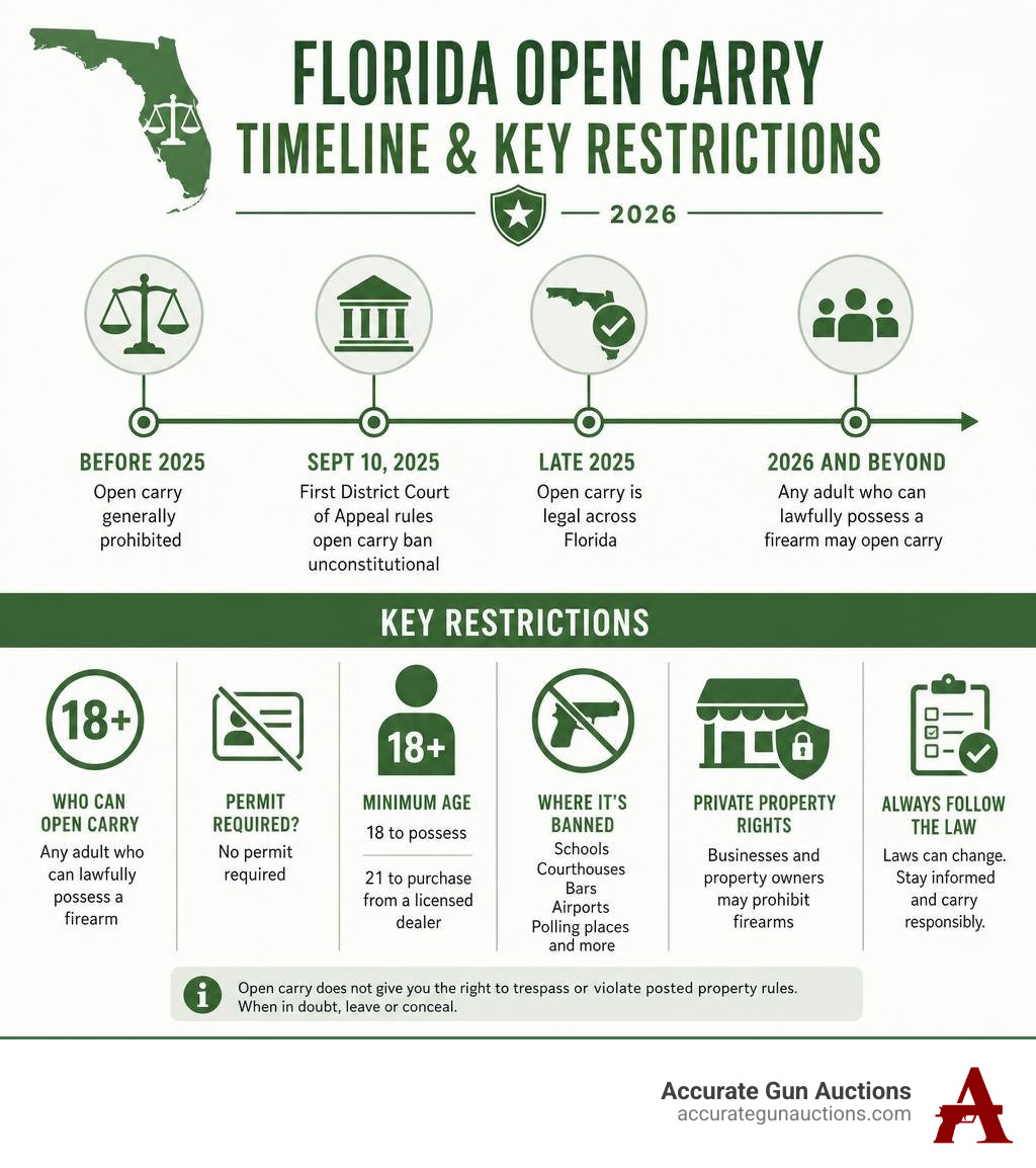 Florida open carry timeline and key restrictions infographic 2026 infographic