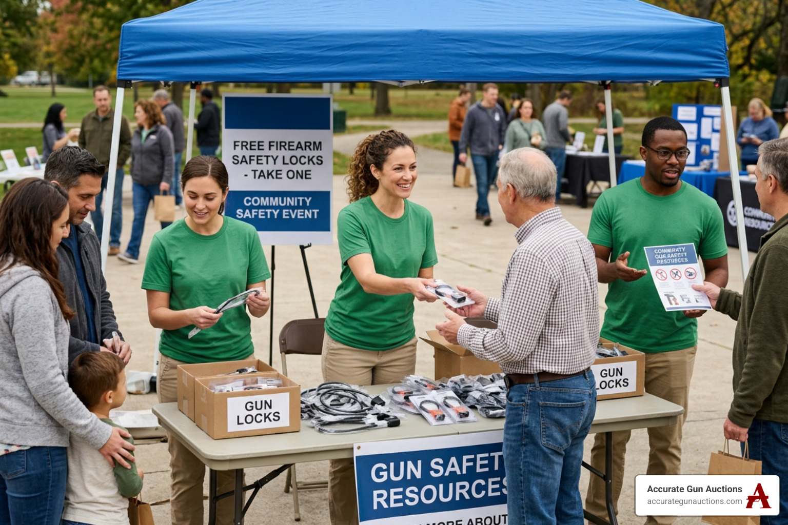 firearm safety locks being distributed at a community event