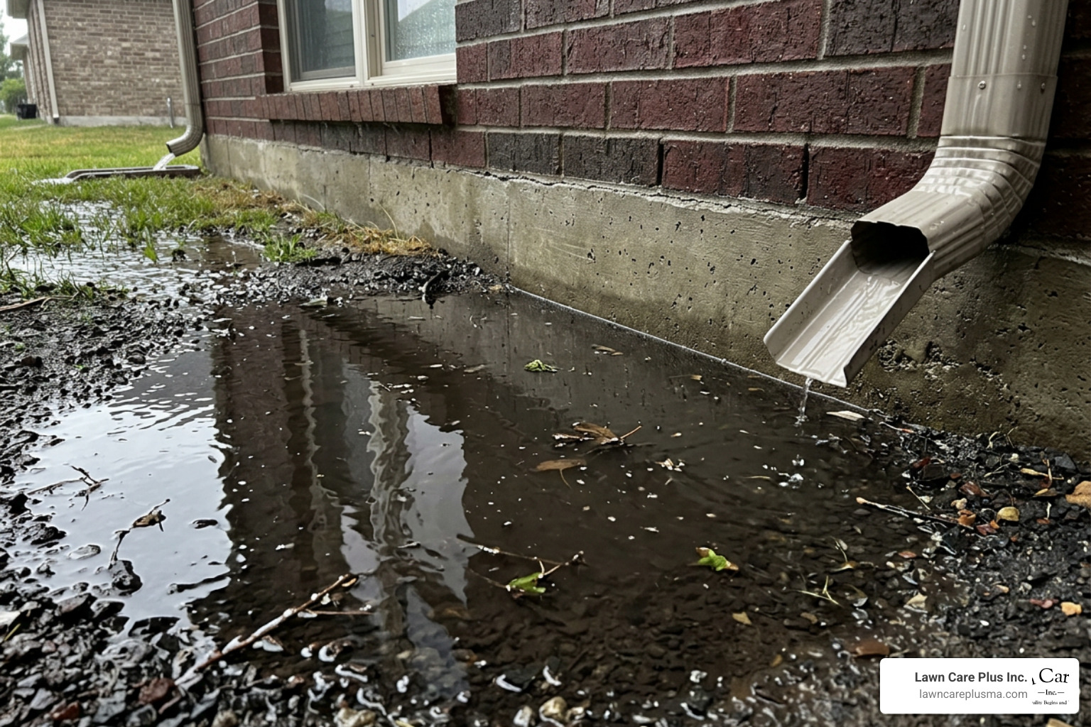 Water pooling near a home foundation