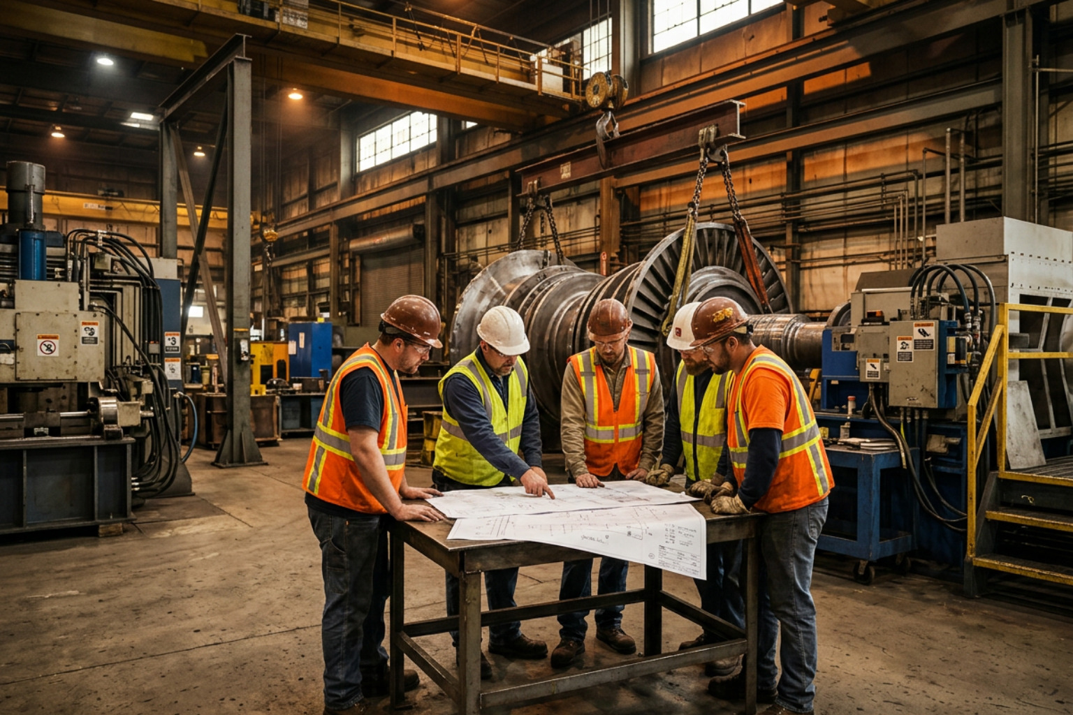 industrial load calculation and rigger team planning lift