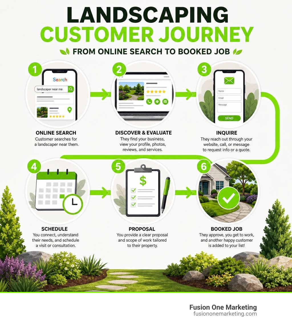 Landscaping customer journey from online search to booked job infographic infographic Landscaping customer journey from online search to booked job infographic infographic