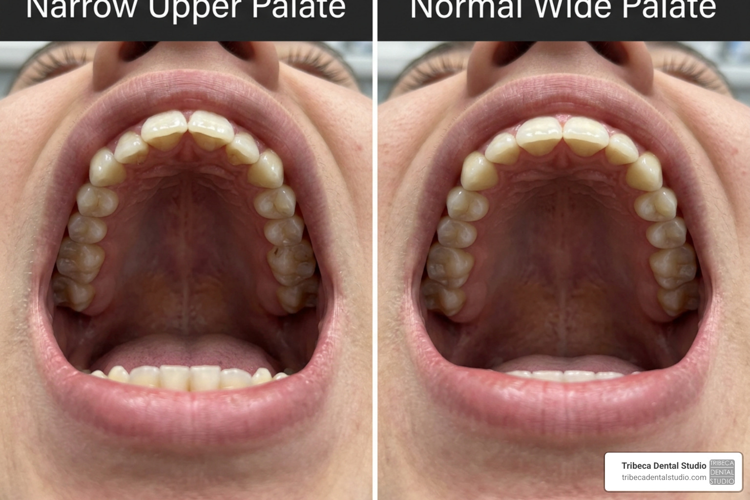 Comparison of a narrow palate vs a normal palate