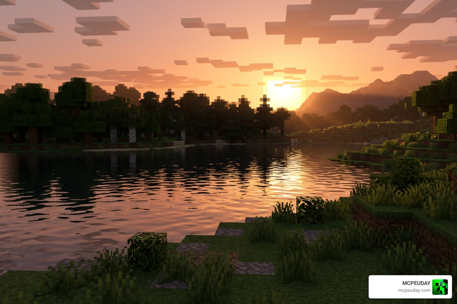 MLYX Shader water reflections and warm sunset lighting