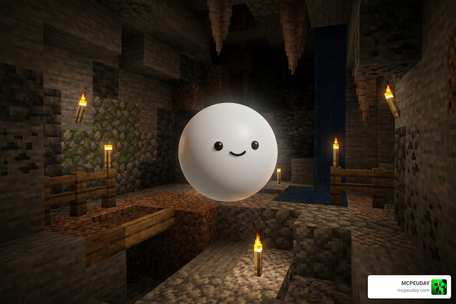 Original Verity ARG smiling sphere floating in Minecraft world
