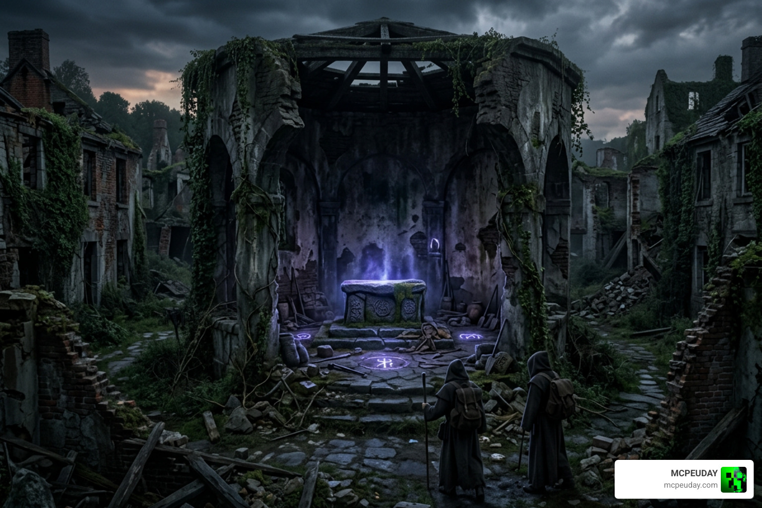 Endertown structure with ritual chamber in Decayed Reality Addon