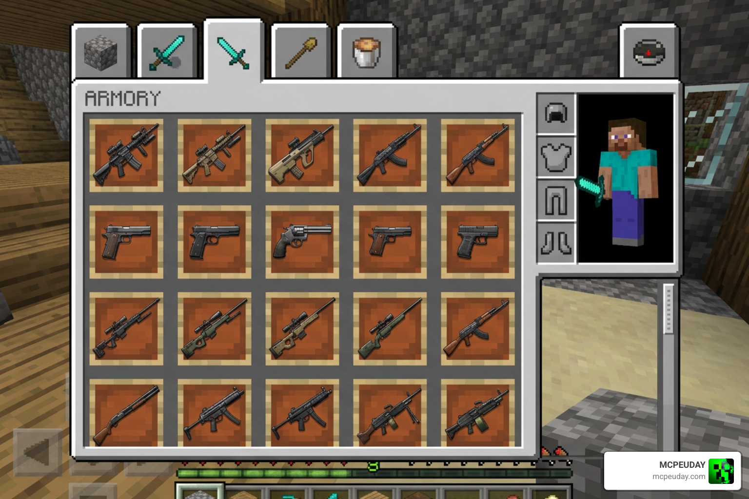 Actual Guns 2 weapon selection screen
