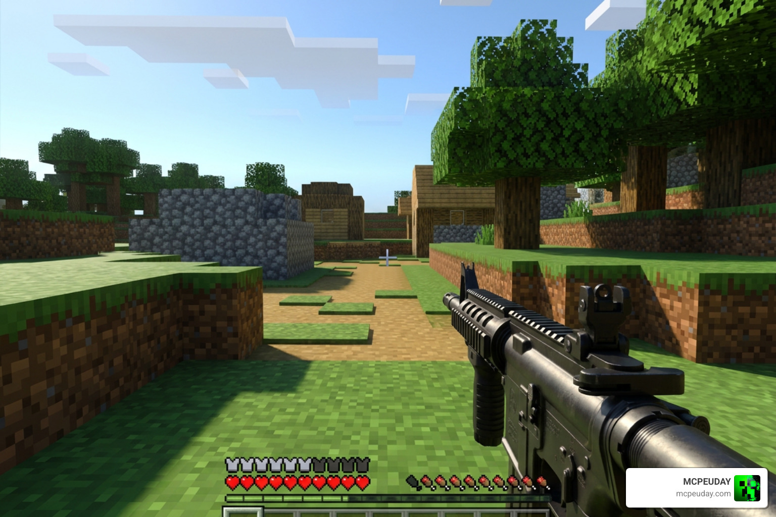 Actual Guns 2 Addon Minecraft Bedrock 3D weapons gameplay