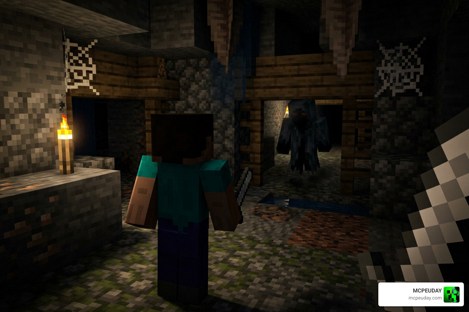 The Boy In The Bath Addon Guilt entity stalking player in Minecraft Bedrock horror