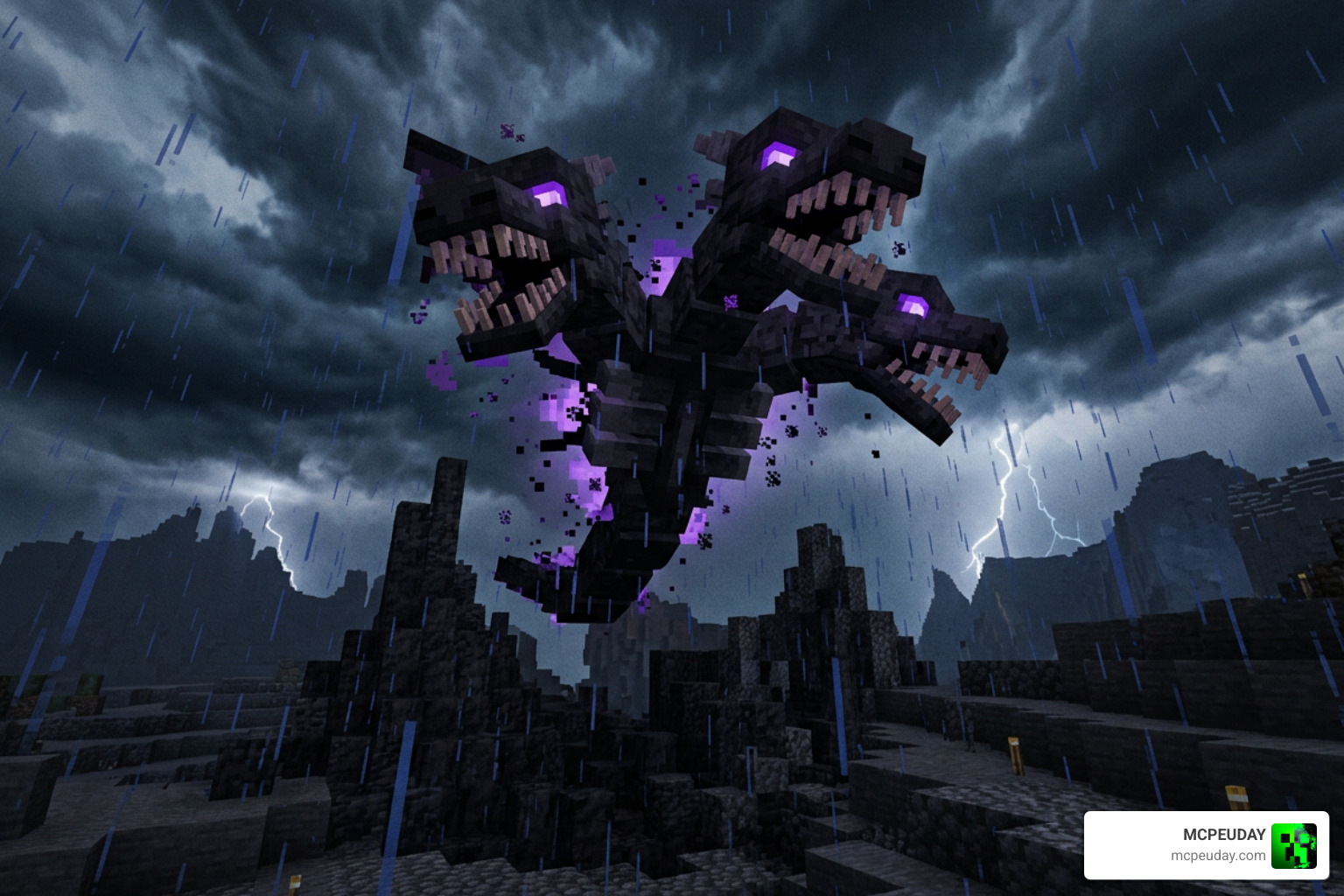 The terrifying Wither Symbiont mini-boss in Minecraft Bedrock