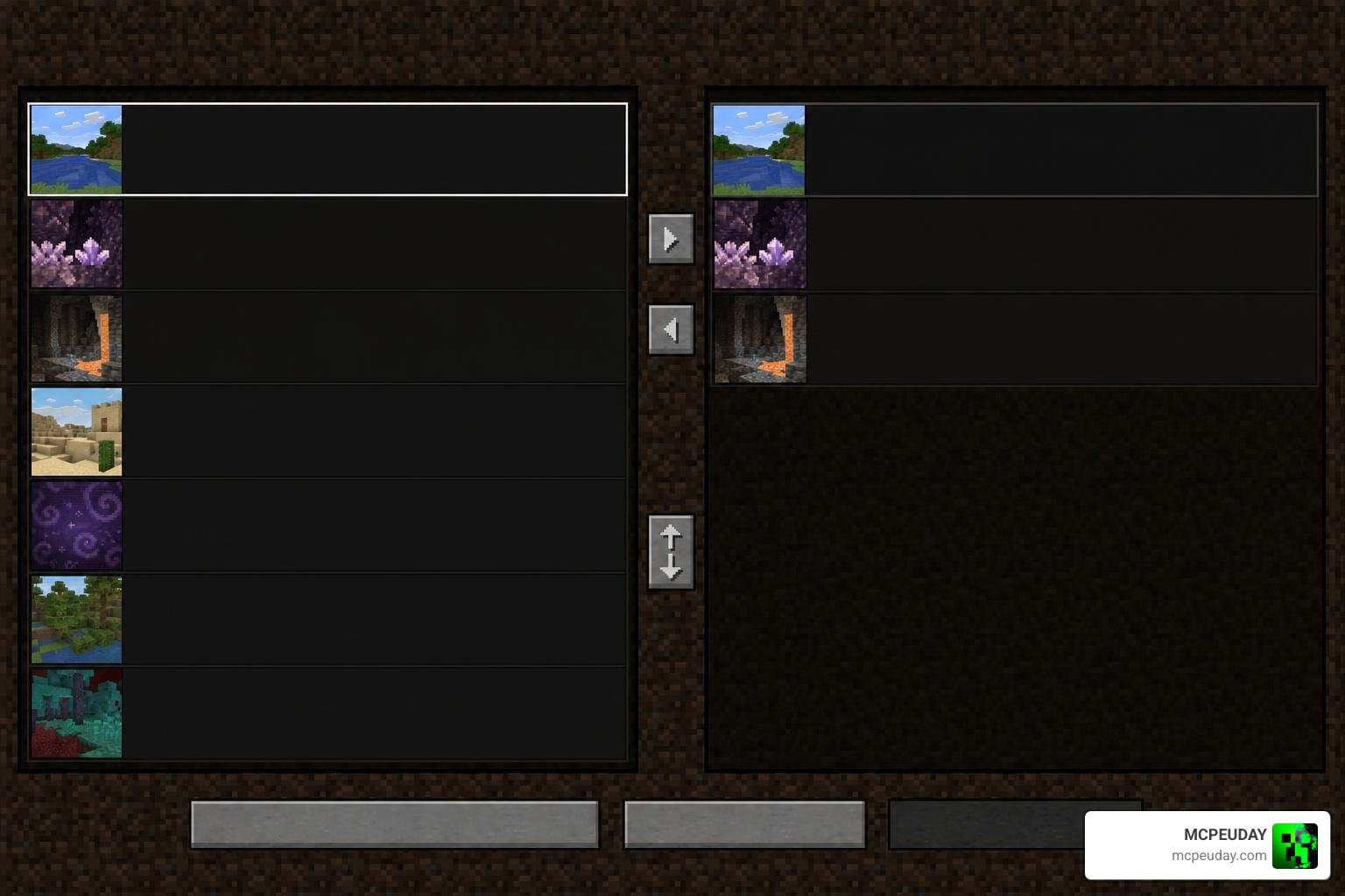 Minecraft resource pack settings menu showing active packs