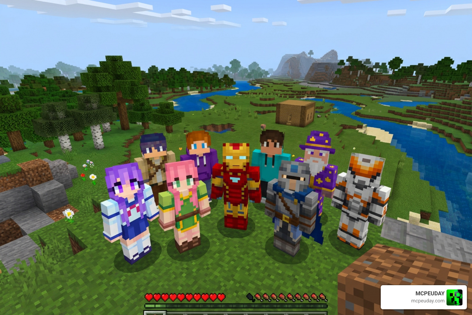 A showcase of diverse character skins from the Mega Collection Jenny Mod skin pack
