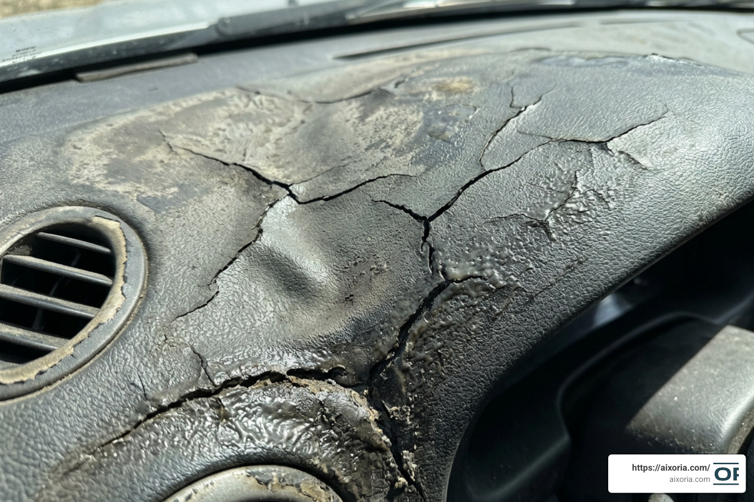 cracked Toyota dashboard melting sticky sun damage