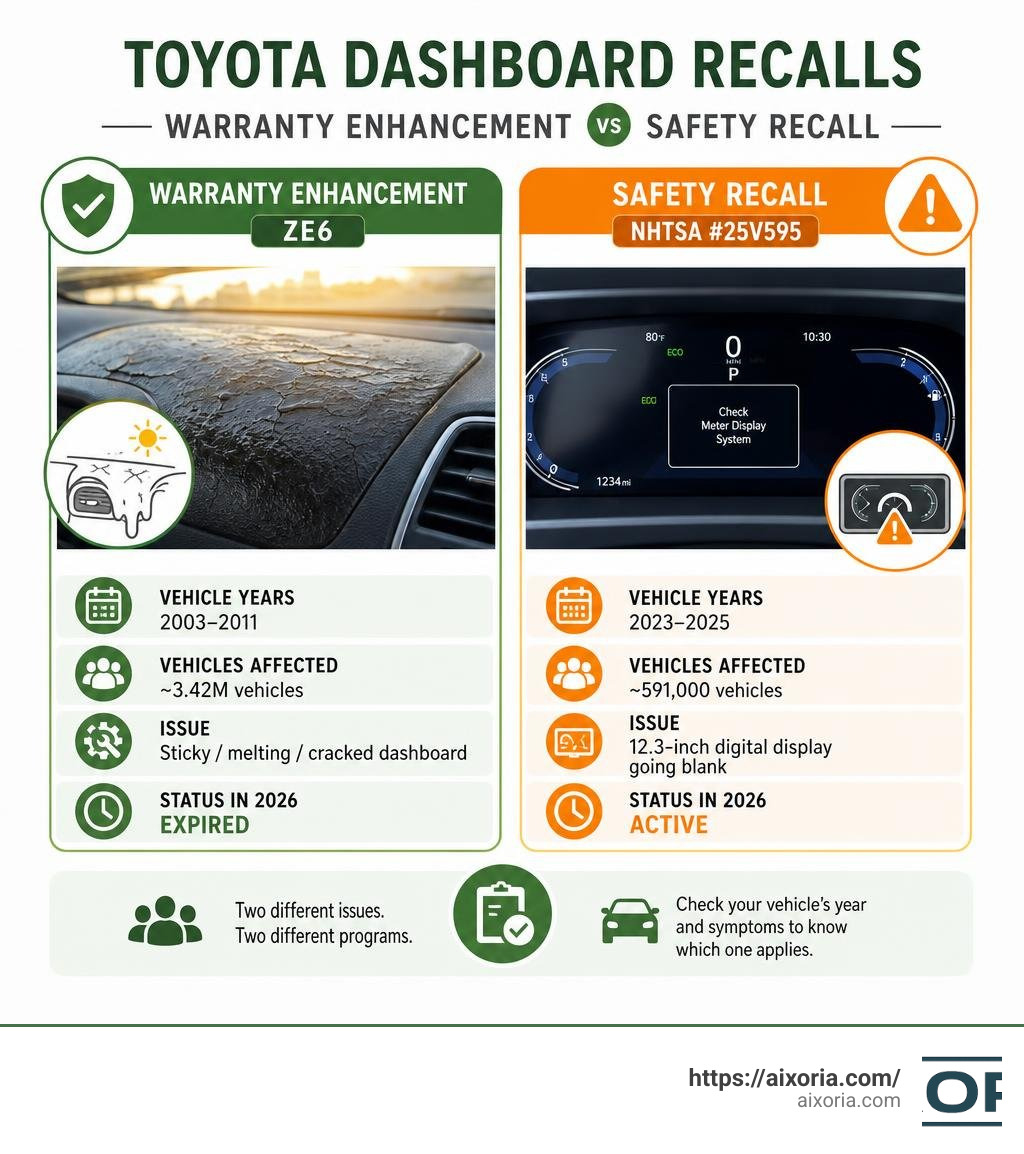 Toyota dashboard recall types warranty enhancement vs safety recall comparison infographic infographic
