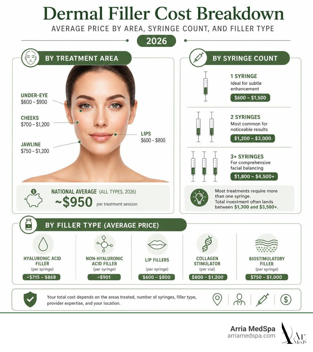 Dermal filler cost breakdown infographic: average price by area, syringe count, and filler type 2026 infographic Dermal Filler Cost Breakdown Infographic: Average Price By Area, Syringe Count, And Filler Type 2026 Infographic