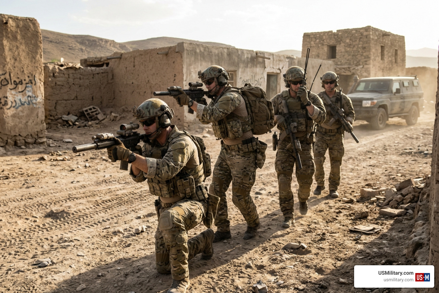 Navy SEALs on deployment in a tactical environment