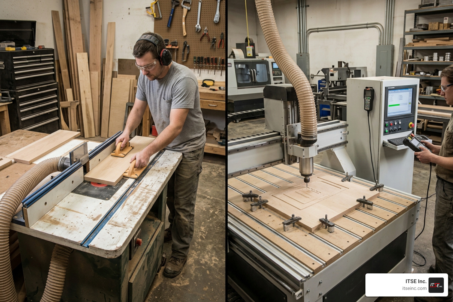 manual vs CNC router setup comparison