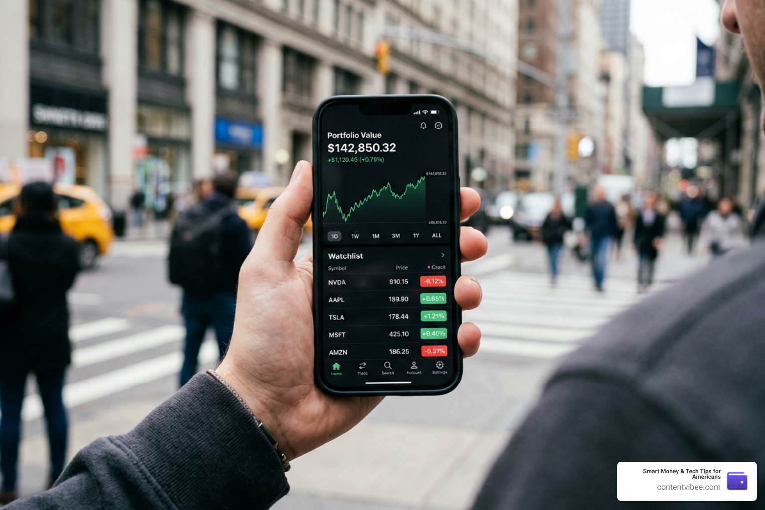 A smartphone showing a modern stock trading application