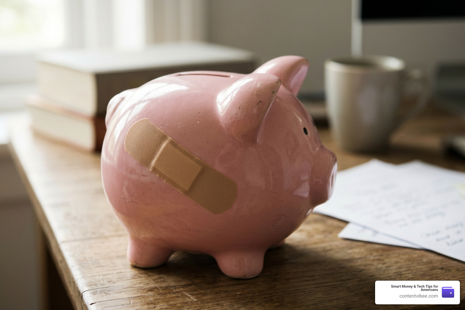 Piggy bank with a band-aid representing Social Security policy risk