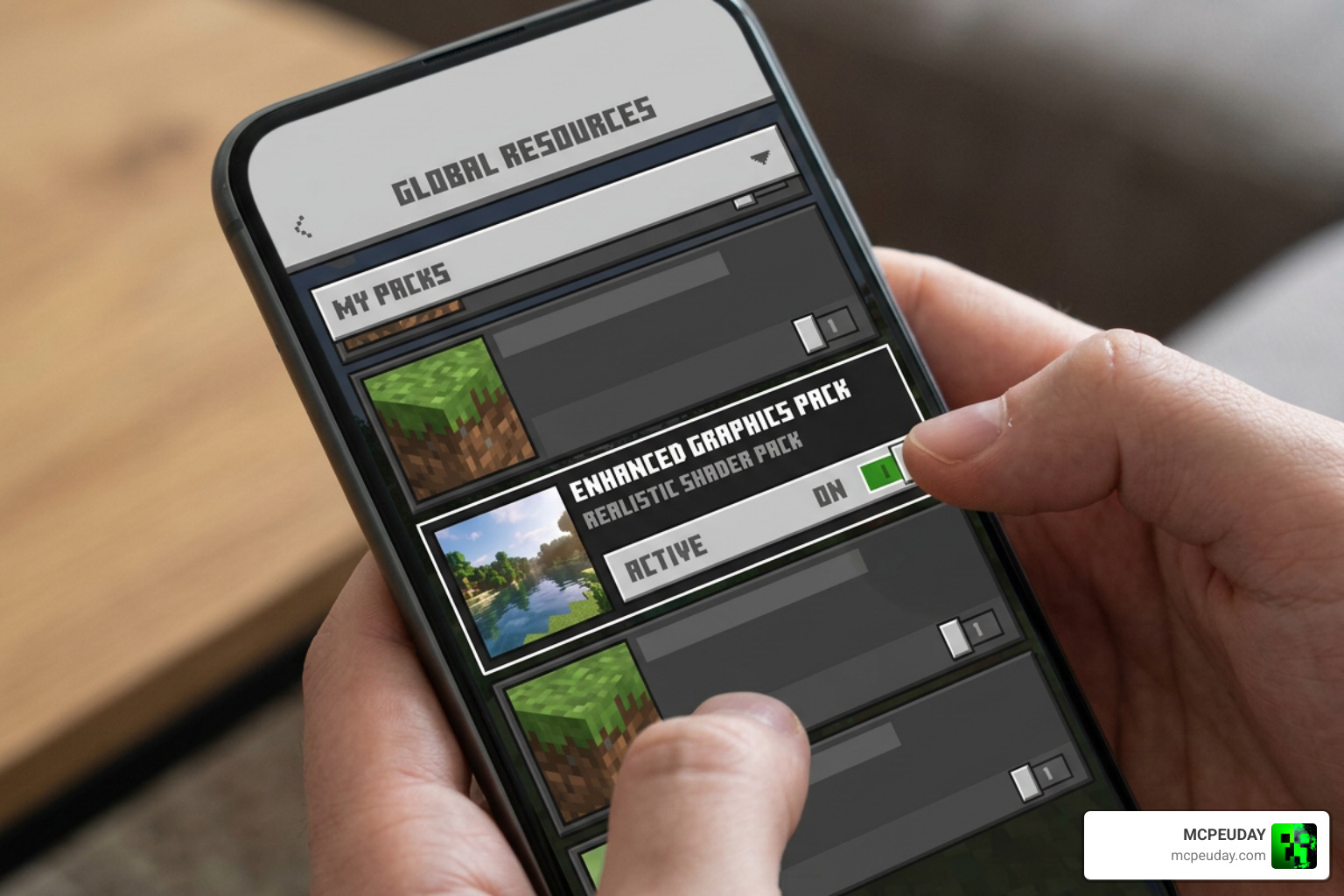 Minecraft global resources menu activation