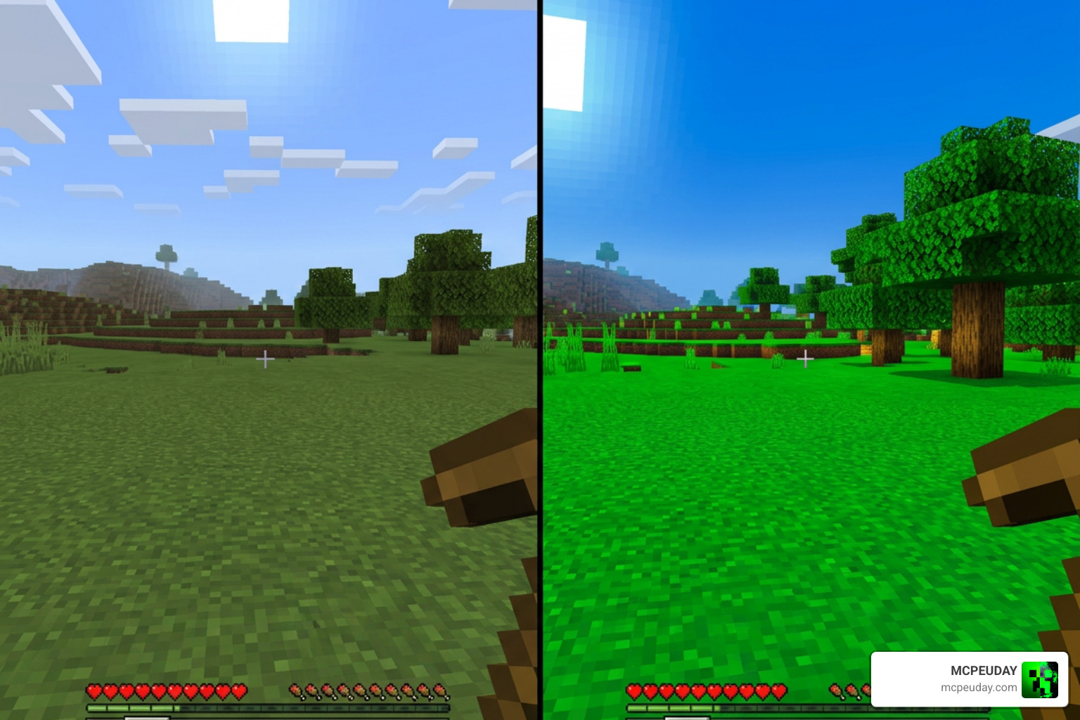 Comparison showing original Chromatic Visuals vs the Rewrite shader with improved color curves