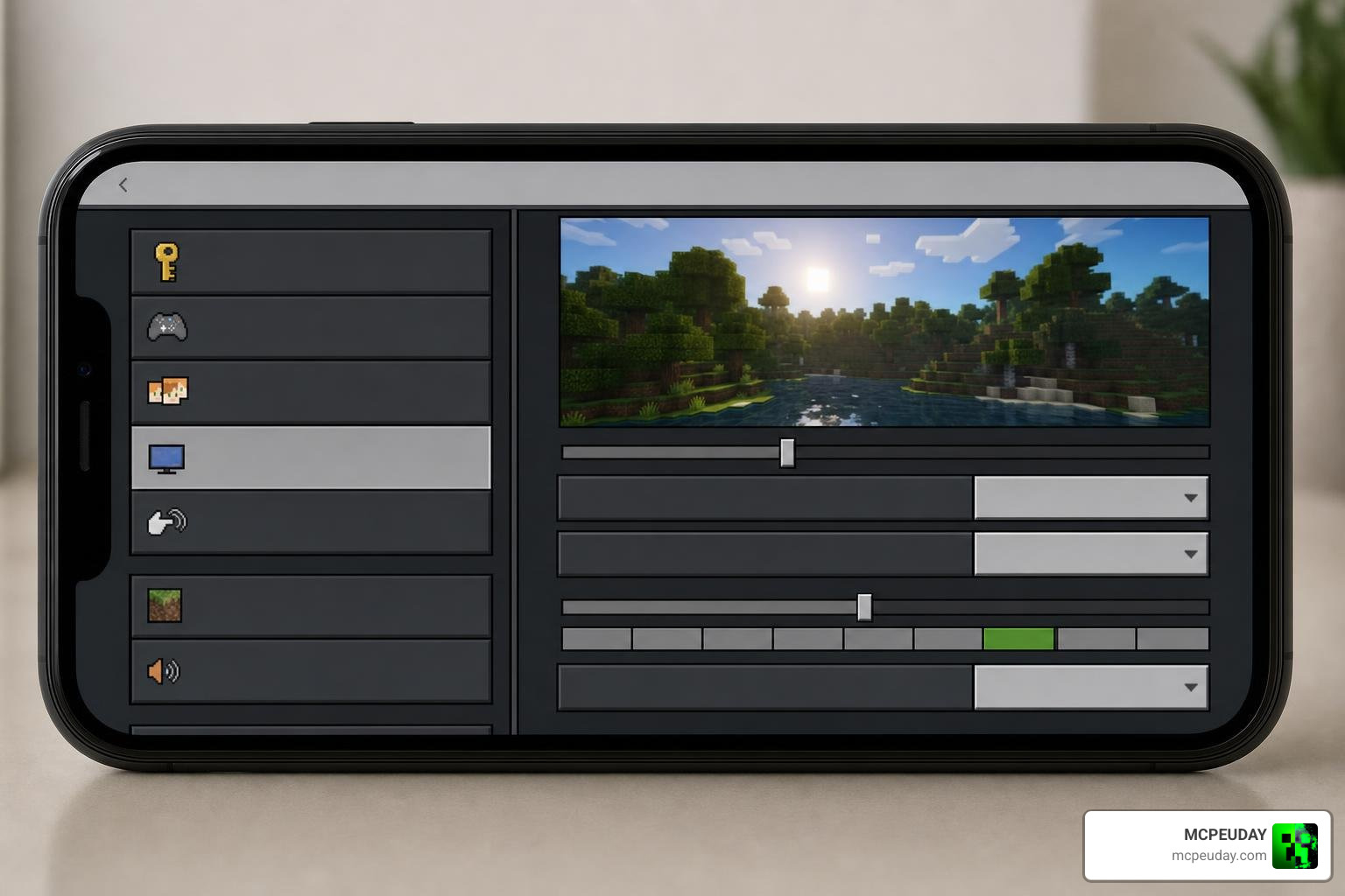 shader settings menu for MCPE